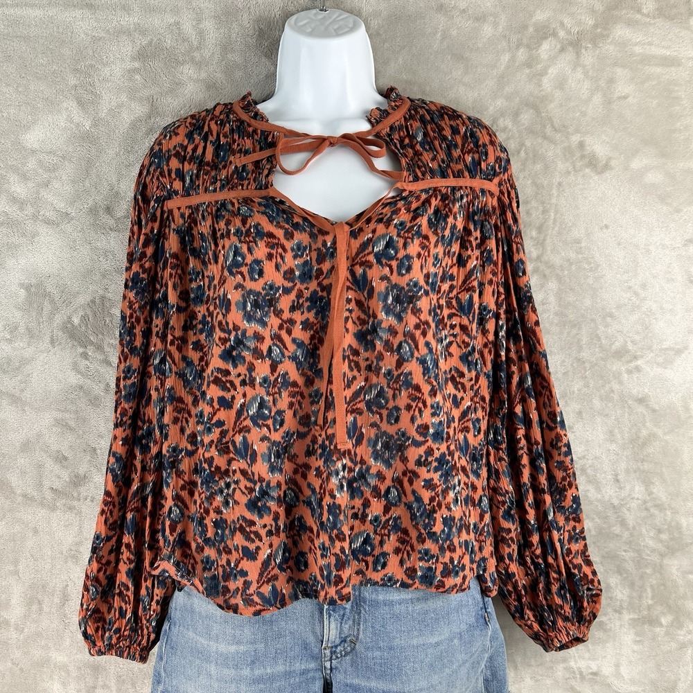 Ulla Johnson Rust and Black Floral Blouse